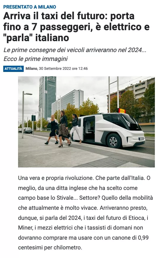 Prima Milano - The Taxi Of The Future