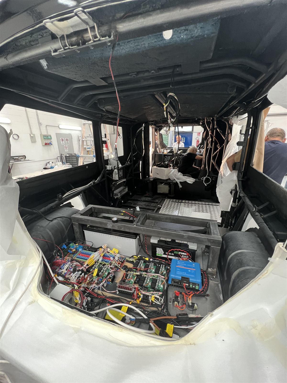 Wiring and electronics in the rear of the prototype