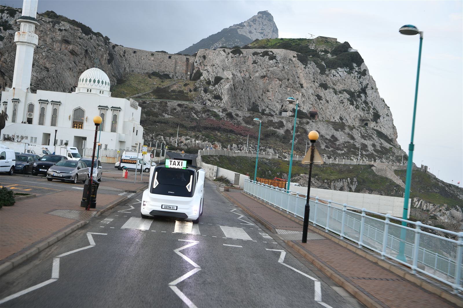 The ETIOCA prototype driving below the Rock of Gibraltar