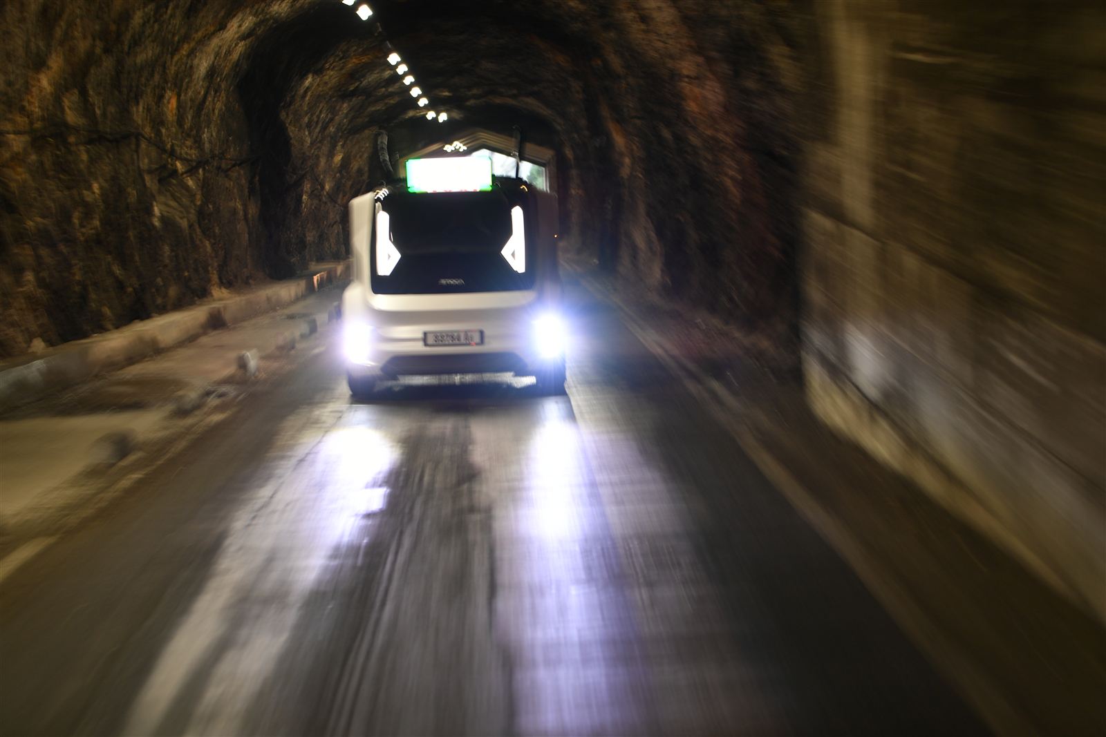 The ETIOCA prototype driving through a tunnel in Gibraltar